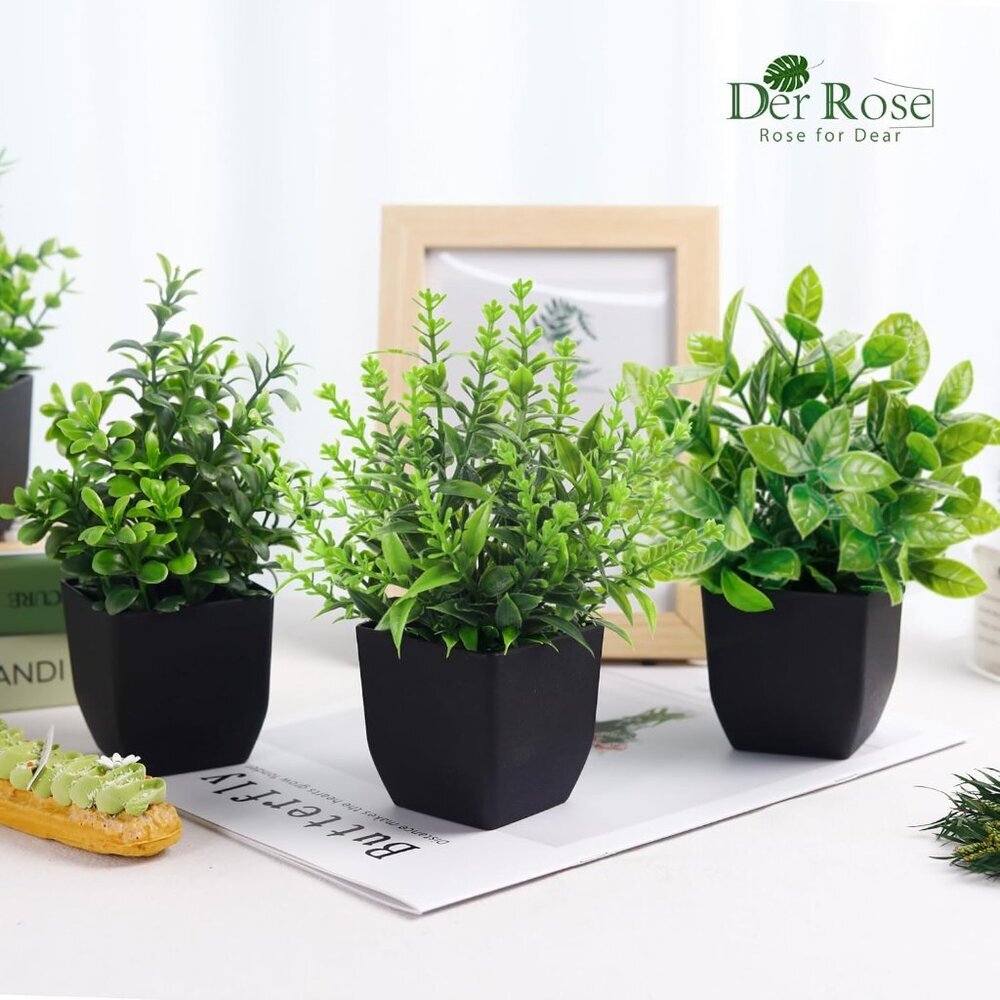 4 Pack Black Fake Plants Mini Artificial Greenery Potted Plants for Home Decor - Picture 6 of 6